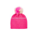 Gorro de inverno feminino com pompom colorido e boné